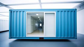 Mobile office buildings or container site office for construction site. Shipping container. Portable house and office cabins, illustration photo