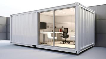 Mobile office buildings or container site office for construction site. Shipping container. Portable house and office cabins, illustration photo