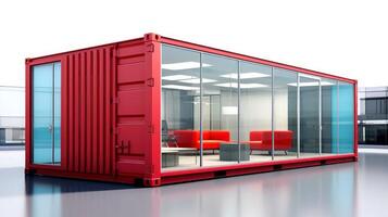 Mobile office buildings or container site office for construction site. Shipping container. Portable house and office cabins, illustration photo