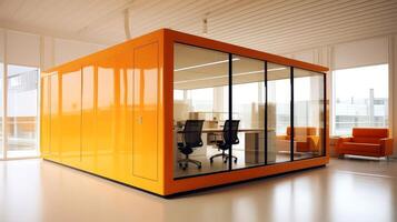 Mobile office buildings or container site office for construction site. Shipping container. Portable house and office cabins, illustration photo
