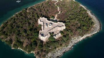 de slott av porto palermo, albania förbi Drönare video