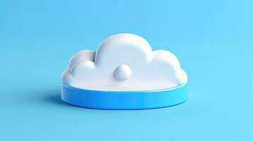 3D white blue cloud icon minimal style, cloud computing online service, digital technology security concept, Generative AI illustration photo