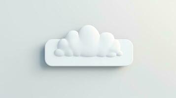 3D white cloud icon minimal style, cloud computing online service, digital technology security concept, Generative AI illustration photo