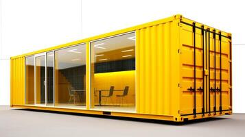 Mobile office buildings or container site office for construction site. Shipping container. Portable house and office cabins, illustration photo