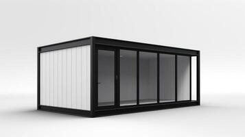 Mobile office buildings or container site office for construction site. Shipping container. Portable house and office cabins, illustration photo