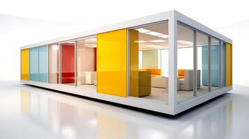 Mobile office buildings or container site office for construction site. Shipping container. Portable house and office cabins, illustration photo