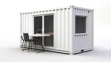Mobile office buildings or container site office for construction site. Shipping container. Portable house and office cabins, illustration photo