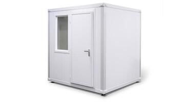 Mobile office buildings or container site office for construction site. Shipping container. Portable house and office cabins, illustration photo