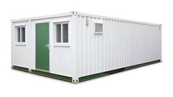 Mobile office buildings or container site office for construction site. Shipping container. Portable house and office cabins, illustration photo