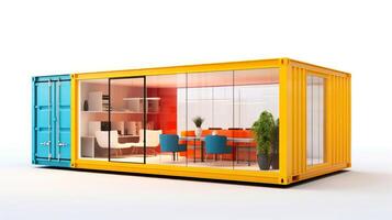 Mobile office buildings or container site office for construction site. Shipping container. Portable house and office cabins, illustration photo