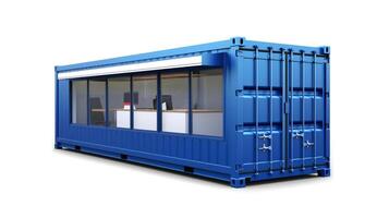 Mobile office buildings or container site office for construction site. Shipping container. Portable house and office cabins, illustration photo