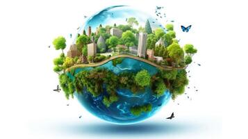 Illustration image, Nature and Sustainability, Eco-friendly Living and conservation, Concept art of Earth and animal life in different environments, Generative AI illustration photo