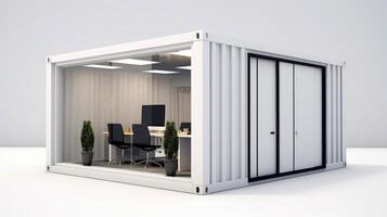 Mobile office buildings or container site office for construction site. Shipping container. Portable house and office cabins, illustration photo