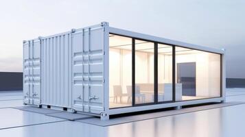 Mobile office buildings or container site office for construction site. Shipping container. Portable house and office cabins, illustration photo
