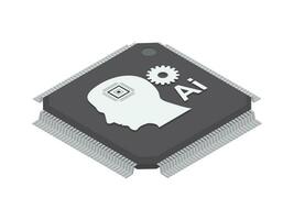 AI processor chip on white background. vector