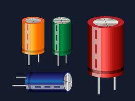 Chip capacitor icon set. Isometric of chip capacitor vector icon for web design isolated on blue background.