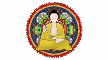 Buda meditando, monge meditando, budista monge dando uma sentindo-me do conexão com a universo, budista meditação, indiano tibetano monge lama, monge cantando mantras, mandala arte video