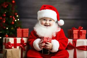 Baby santa with gifts photo