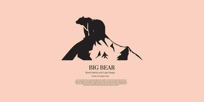 snow bear mountain logo design for company brand and identity vector