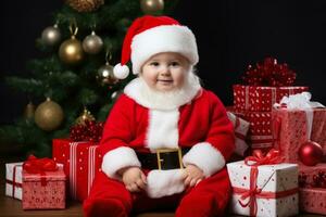 Baby santa with gifts photo