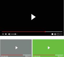 Multimedia video player template collection, live video streaming, broadcasting vector illustration