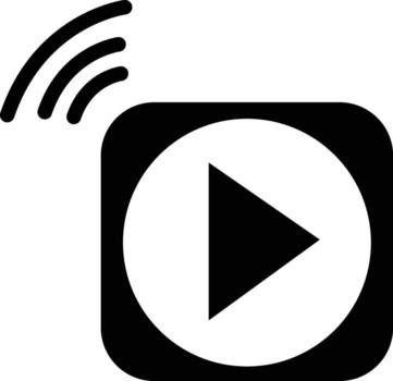 Video streaming play button shape, broadcasting icon vector