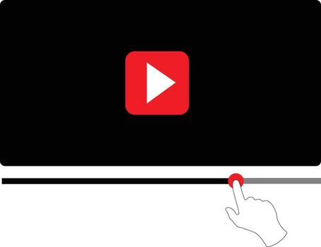 Multimedia video player shape with a hand doing a rewind vector