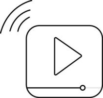 Video streaming icon, black play button shape, vector illustration