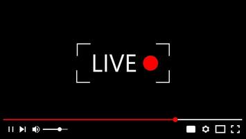 Live video streaming player shape, broadcasting vector illustration