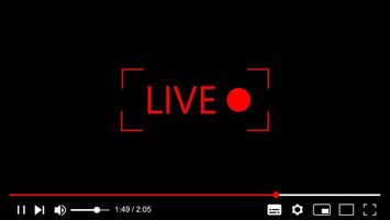 Live video streaming player shape, broadcasting vector illustration