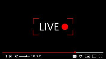 Live video streaming player shape, broadcasting vector illustration