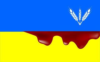 Blood on Ukrainian flag, war in Ukraine conceptual vector illustration