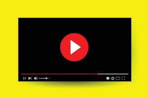 Multimedia video player with shadow isolated over yellow background, vector illustration