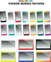 Colorful smartphones and tablets vector set