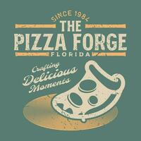 Retro Vintage The Pizza Forge Badge Logo vector