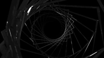 donker abstract glimmend metalen spiraal achtergrond animatie. deze mechanisch spiraalsgewijs beweging achtergrond is vol hd en een naadloos lus. video