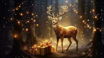 Christmas background with magic gift photo