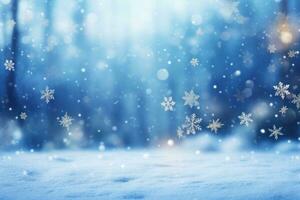 Blue Christmas background with snowflakes photo