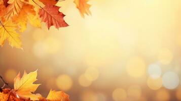 Autumn leaves background with copy space photo