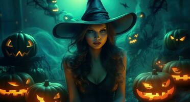 Halloween background with witch photo