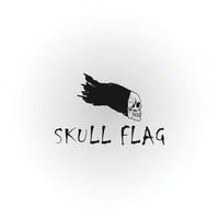 bandera cráneo aislado vector ilustración. vector grunge cráneo y negro bandera logo aplicado para deporte y negocio logo diseño inspiración