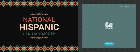 Hispanic heritage month. Abstract ornament banner design, retro style with text, geometry vector