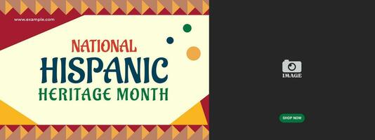 Hispanic heritage month. Abstract ornament banner design, retro style with text, geometry vector