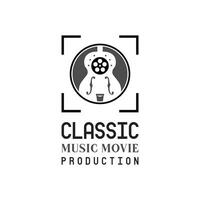 Guitar Film Strip and Camera Focus Lens Frame for Movie Cinema Photo Photography Music logo vector