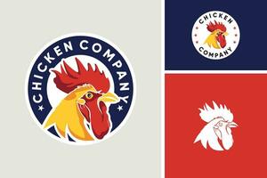 Rooster Farm Logo, Chicken Head Illustration Vector Design