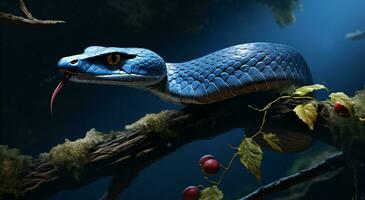 A blue snake natural background photo