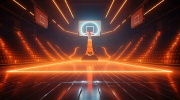 Basketball court with lights photo