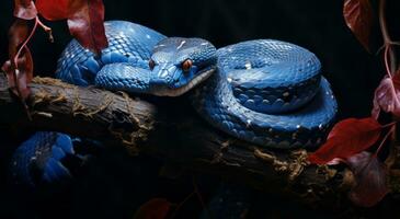 A blue snake natural background photo