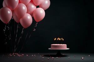 Black background with Birthday cake photo