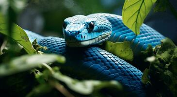 A blue snake natural background photo